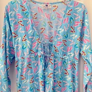 Malabar Bay By Jayes Womens Beach Pool Cover Up Dress Flip Flop Print Blue Small
